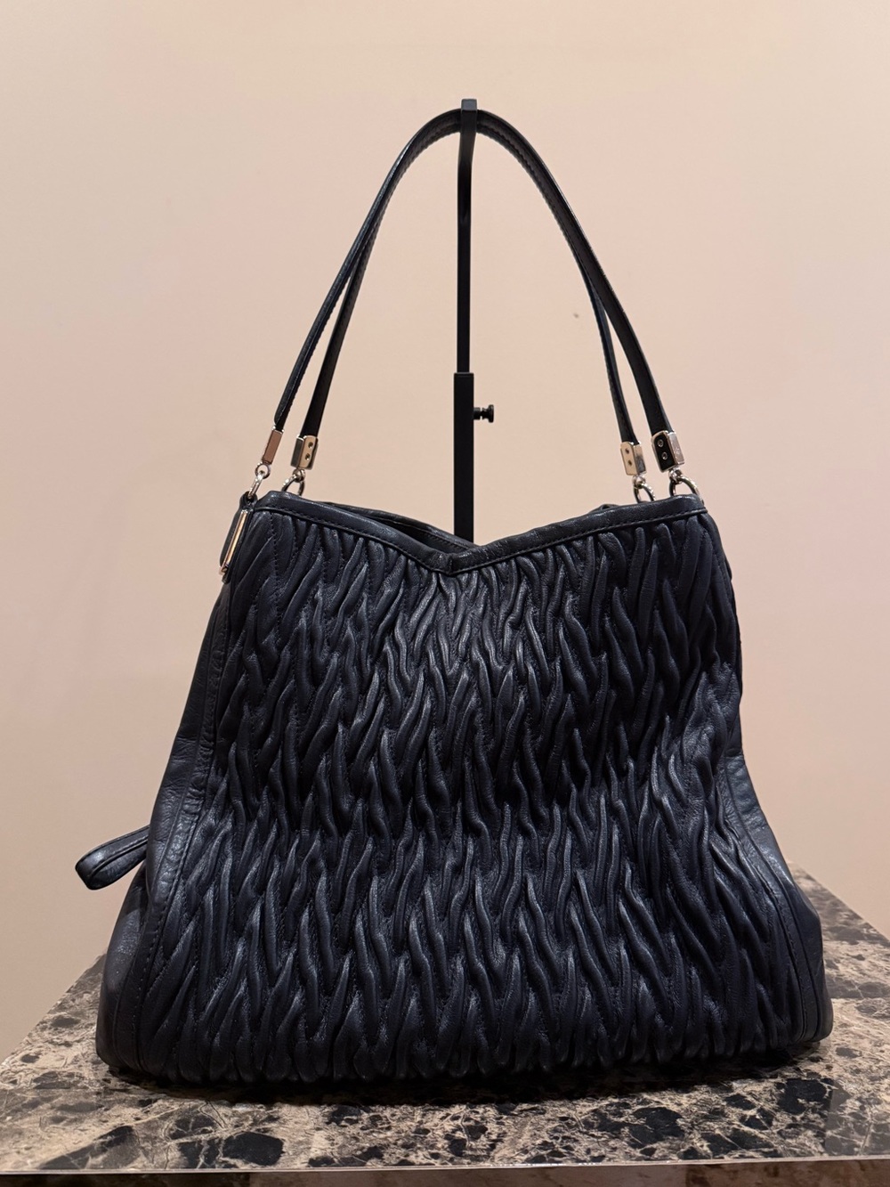 Coach Madison Phoebe Gathered Twist Leather Shoulder Bag - Black - Picture 3 of 16